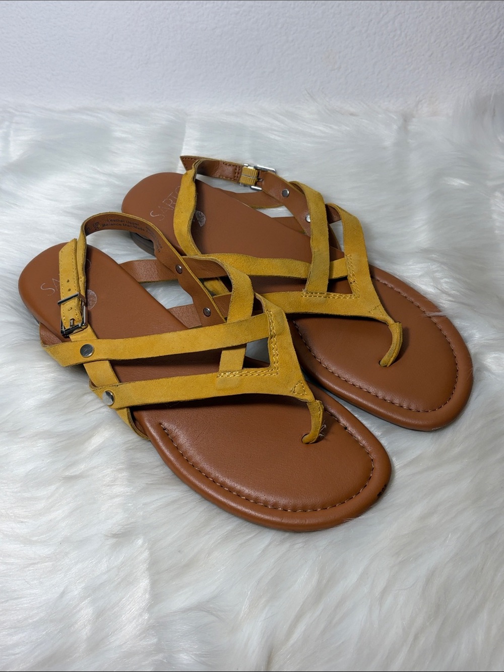 Franco Sarto Yellow Strappy Thong Sandals
